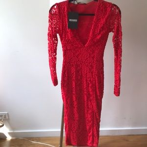 Misguided red lace dress